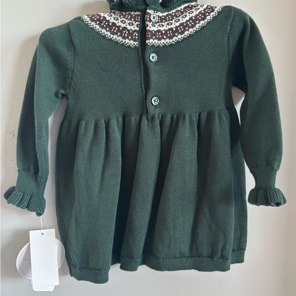 NWT Edgehill Collection Baby Girl Smocked Fairisle Mock Neck Holiday dress set - Picture 5 of 6